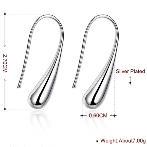 Water Drop Earrings 925 Silver - Picture 4 of 4